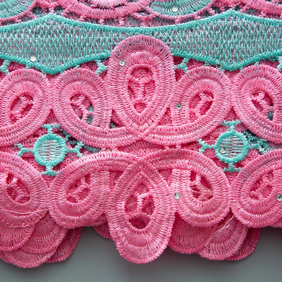 5 Yards of Nigerian African Guipure Water Soluble Embroidery Lace with Stones 
.Available in a variety of  (9) colors/designs.
