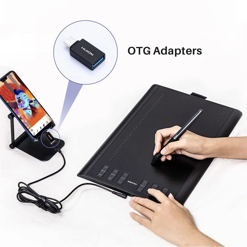 Graphics Drawing Tablet  Battery-Free Stylus and 12 Customized Hot Keys,