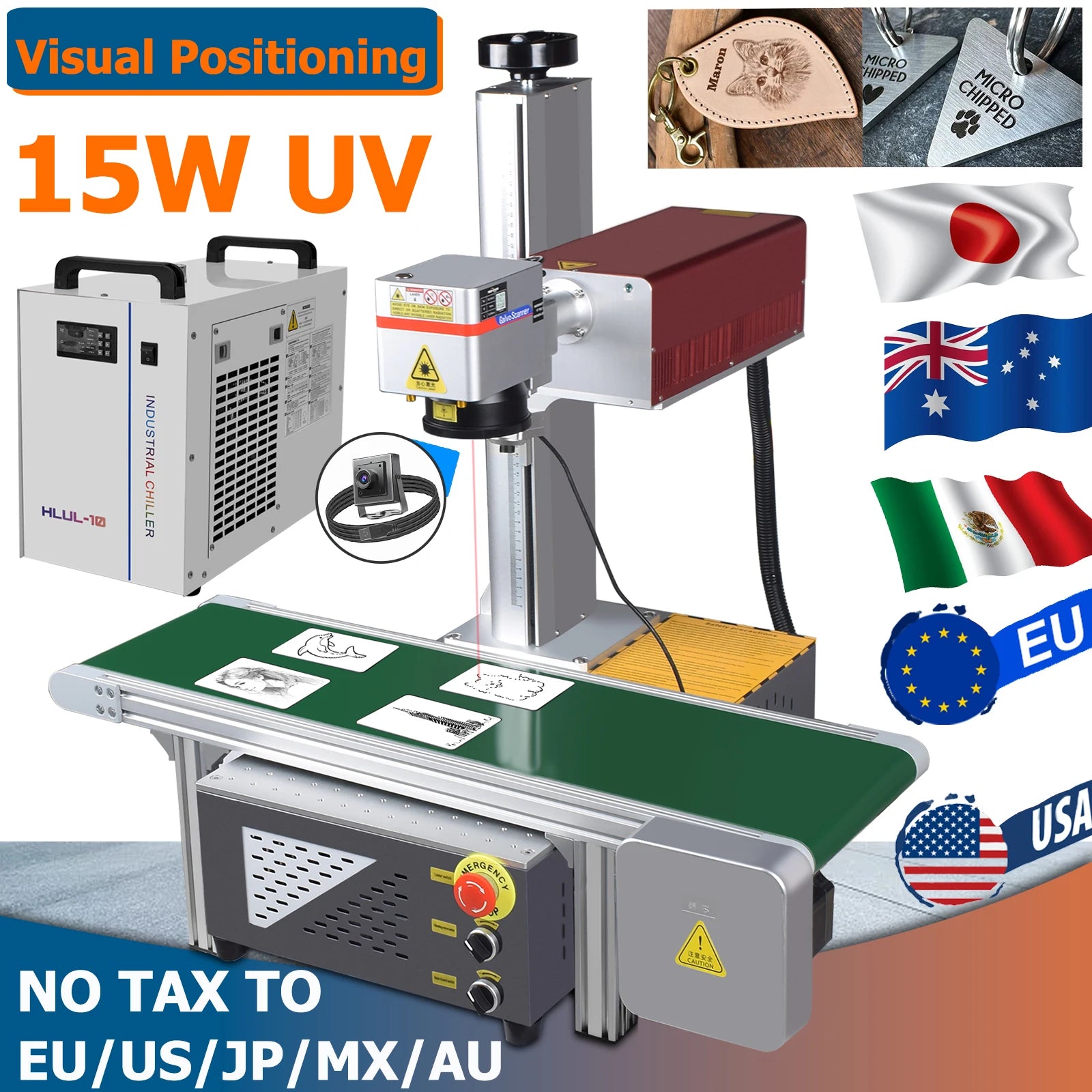 15W UV CCD Laser Marking Machine Automatic Visual Positioning Maker Camera Laser Engraver for Metal Plastic Glass