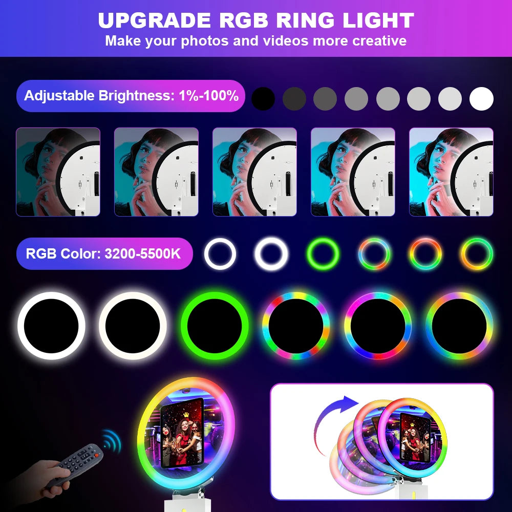 12.9' iPad Wedding Photo Booth with Ring Light for events