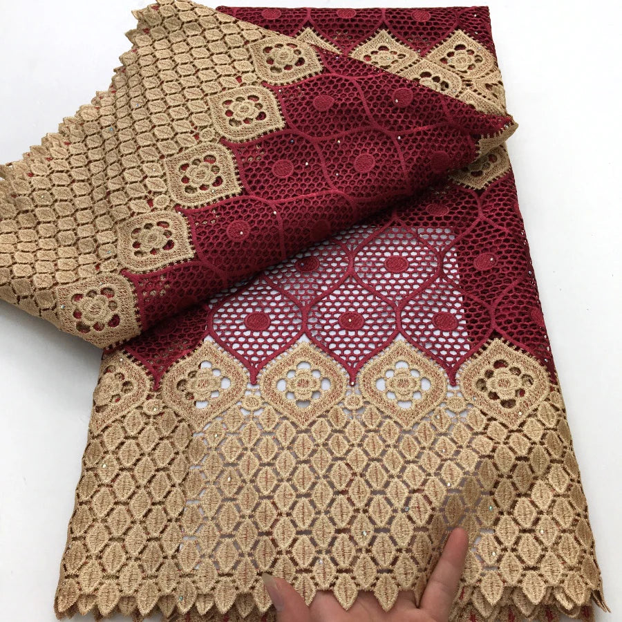 5 yards of High Quality Luxury Nigerian African Fabric for Wedding/Party Dresses.






























































































Water Soluble Nigerian African Guipure Cord Lace