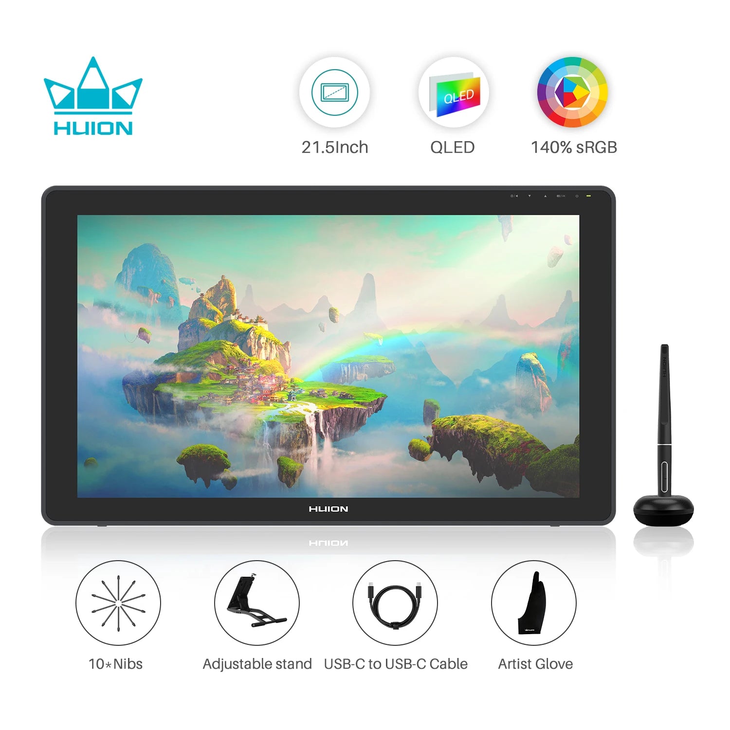 22 Plus QLED Graphics Tablet Monitor Drawing Screen 21.5 inch Art Pen Display