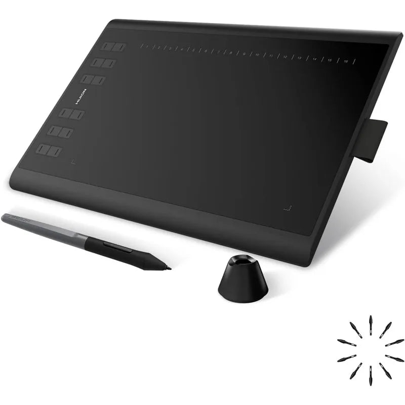 Graphics Drawing Tablet  Battery-Free Stylus and 12 Customized Hot Keys,