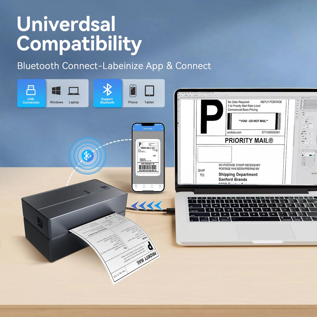 Portable Thermal Label Printer USB Bluetooth