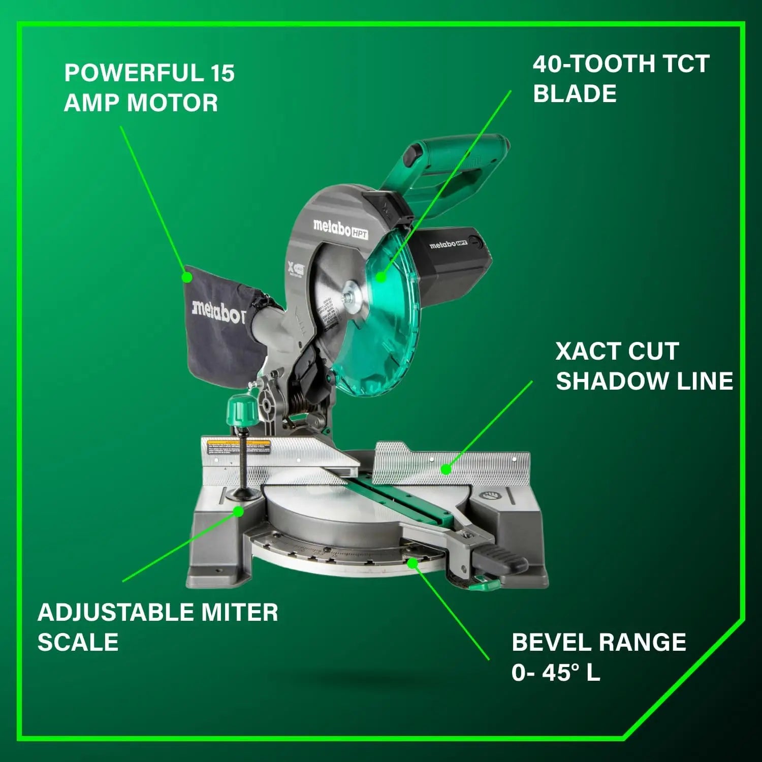 Single Bevel Miter Saw Xact Cut Shadow Line, Precision Angles, Lightweight