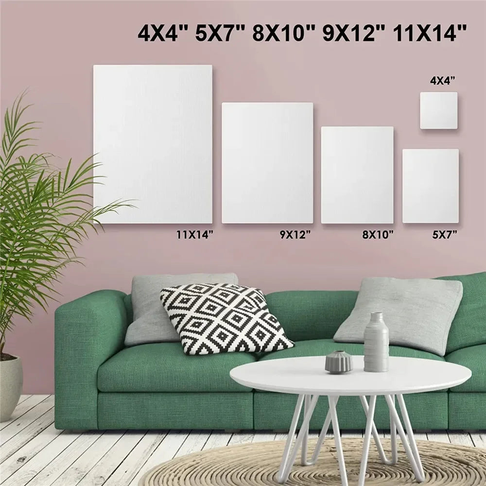 4pcs/pack Professional Stretched 100% Cotton Canvases For Acrylic Pouring Oil Paint Dry & Wet Art Media