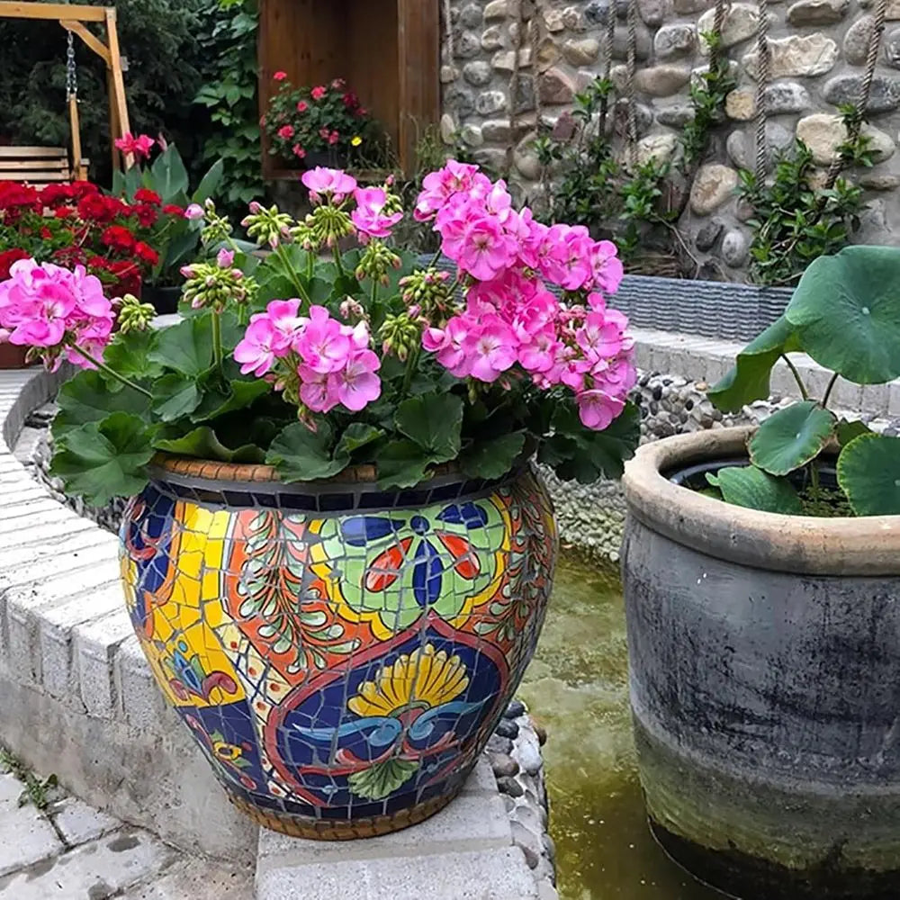 Ceramic Flower Pot, Large Garden Planter, Handmade Multicolored Plant Pot, Indoor Outdoor Plant Pots, Decorative Moroccan Design