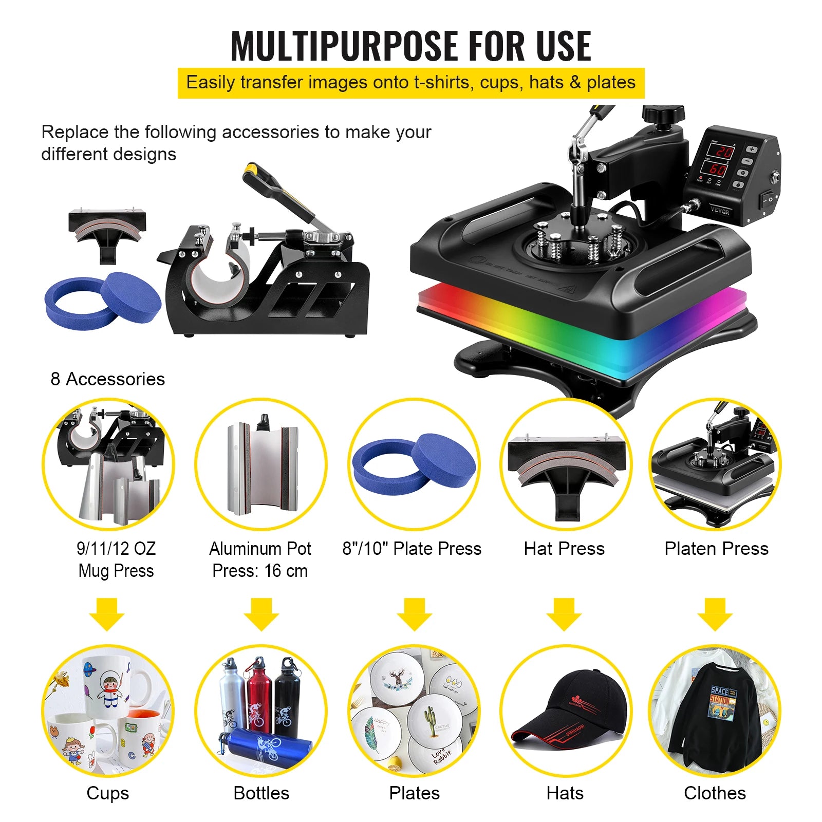 8 in 1 Combo Heat Press Machine