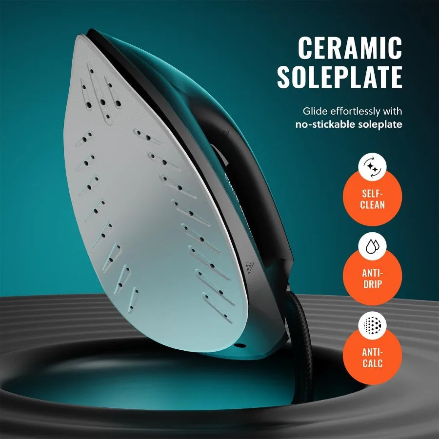 Ceramic Soleplate Steam Iron Fast Heat Up Self-Clean