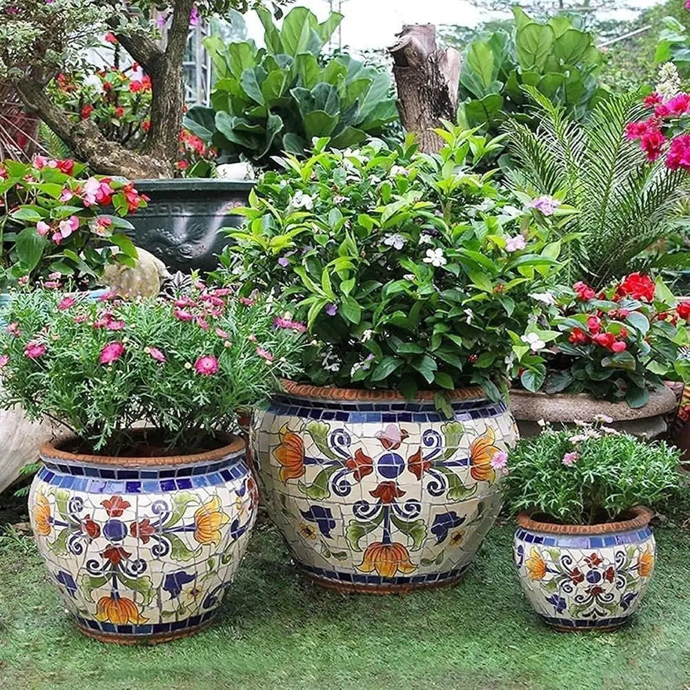 Ceramic Flower Pot, Large Garden Planter, Handmade Multicolored Plant Pot, Indoor Outdoor Plant Pots, Decorative Moroccan