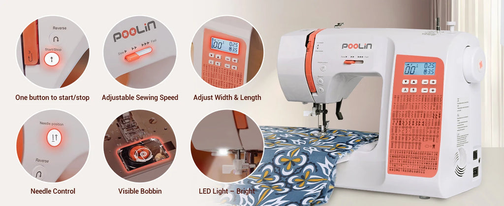 Heavy Duty Computerized Sewing Machine with Built-in 200 Stitches