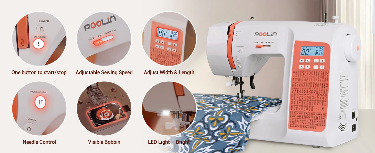 Heavy Duty Computerized Sewing Machine with Built-in 200 Stitches
