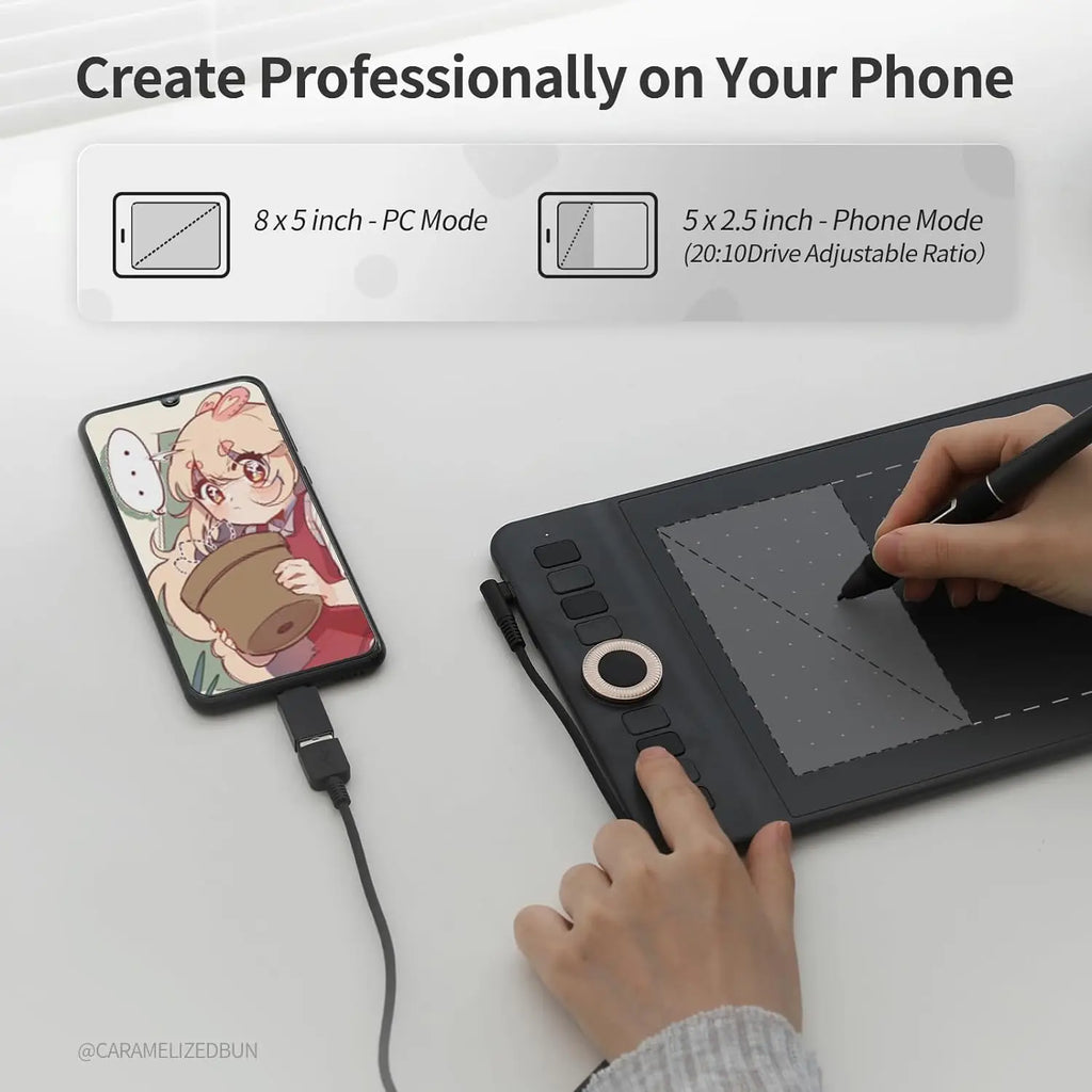 Wireless Graphics Tablet Bluetooth Levels Pen Pressure 8x5 Inch Drawing Tablet Android Supported