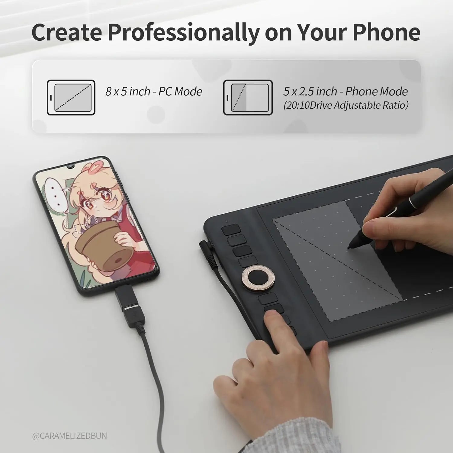 Wireless Graphics Tablet Bluetooth Levels Pen Pressure 8x5 Inch Drawing Tablet Android Supported