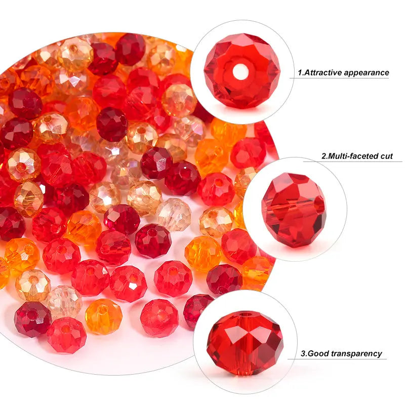 Faceted Glass Round Beads for Jewelry Making
