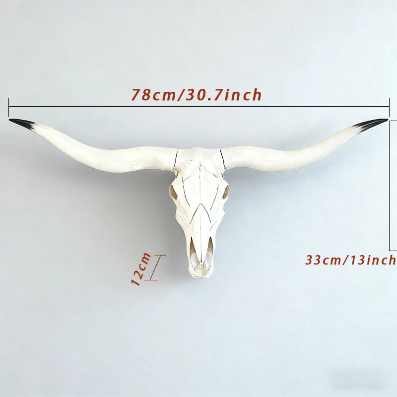 Modern Bull Head Wall Hanging Decoration, Built-in Hanging Design, Realistic  Longhorn Skull