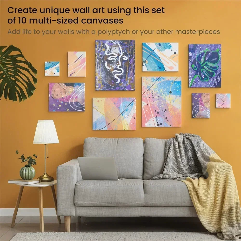 4pcs/pack Professional Stretched 100% Cotton Canvases For Acrylic Pouring Oil Paint Dry & Wet Art Media