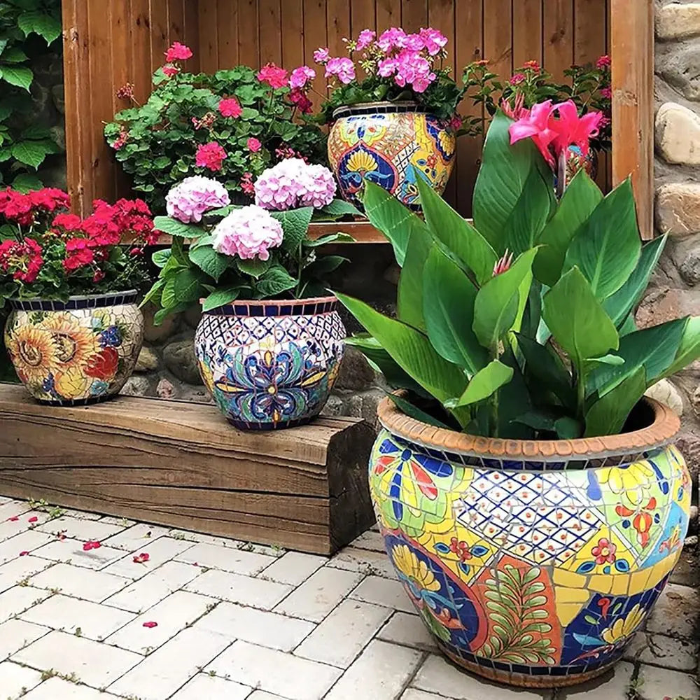 Ceramic Flower Pot, Large Garden Planter, Handmade Multicolored Plant Pot, Indoor Outdoor Plant Pots, Decorative Moroccan Design