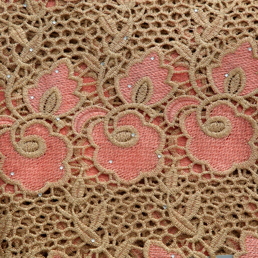 5 Yards of Nigerian African Guipure Water Soluble Embroidery Lace with Stones 
.Available in a variety of  (9) colors/designs.
