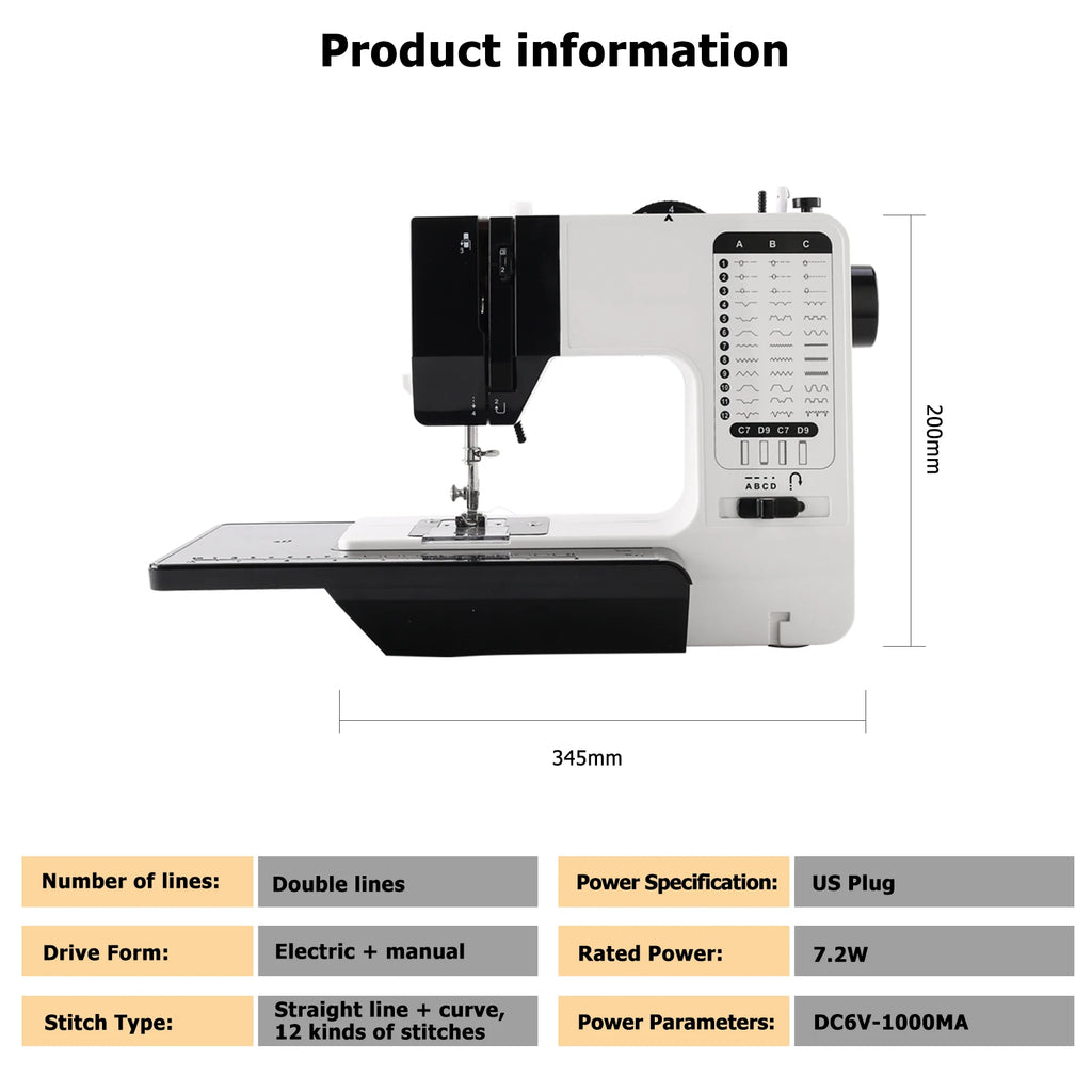 12 Stitch Mini Sewing Machine with Sewing Table and 113PCS Sewing Kit