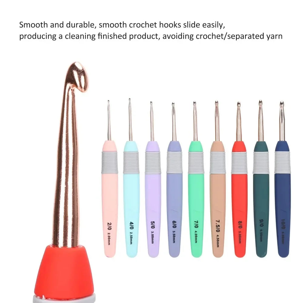 9Pcs Handle Sweater Needles Colorful Soft Handle Packaging Crochet Set