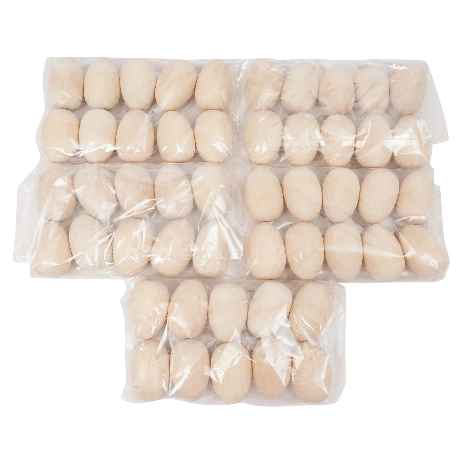 DIY Craft Painting Set of 50  Smooth Natural Wooden Easter Eggs for Holiday Decorating & Creative Kids Activities