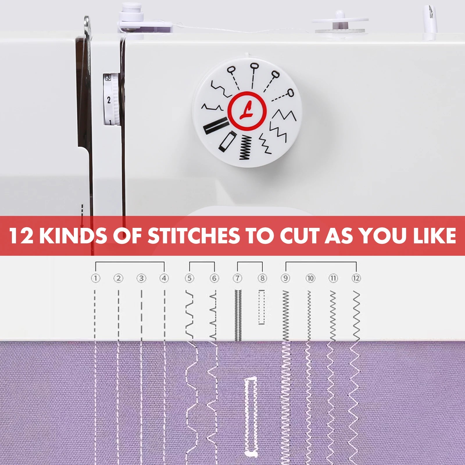 Multifunctional Mini Sewing Machine 12 Stitches Electric  with Foot Pedal