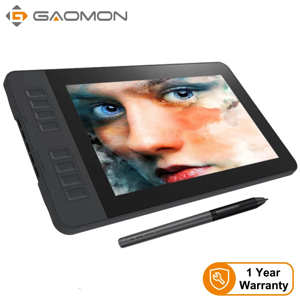 HD Graphics Drawing Display Digital Tablet Monitor With 8 Shortcut Keys & Battery-Free Pen