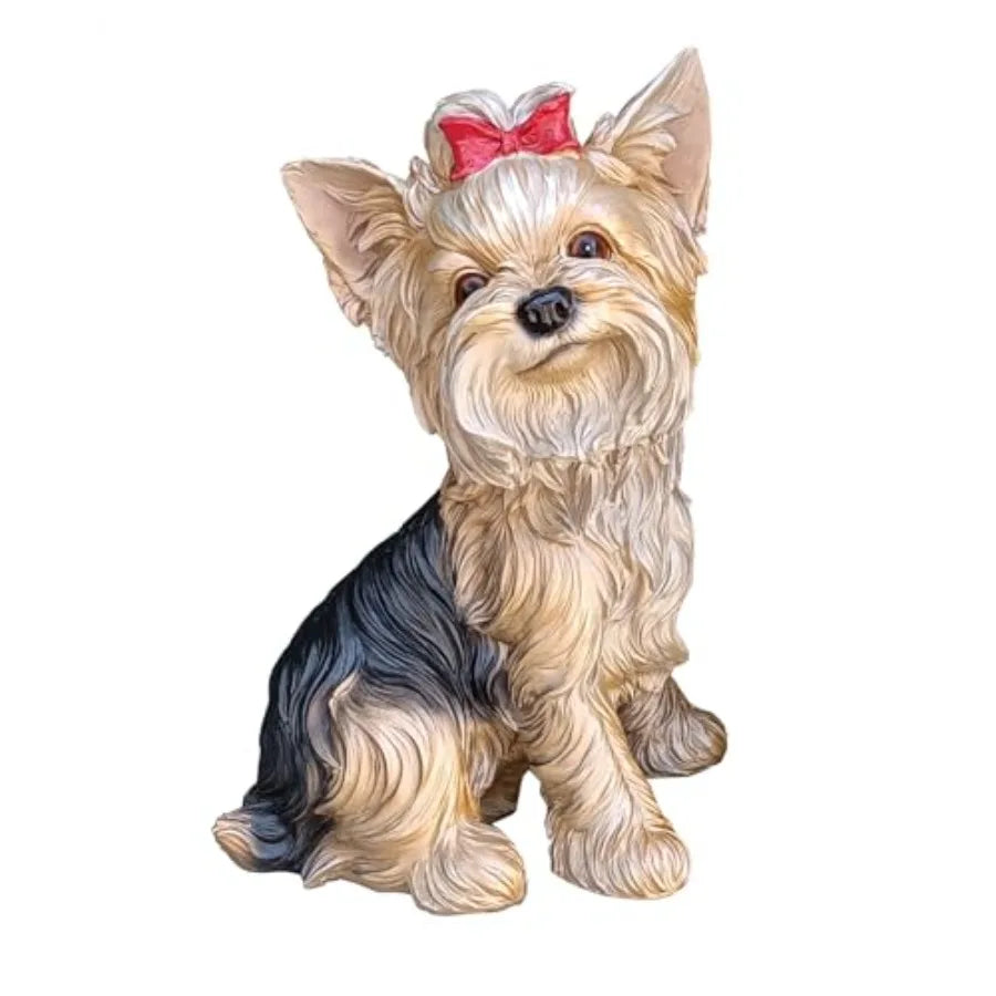 12.8 Resin Yorkshire Terrier Statue - Multicolor Indoor/Outdoor Weatherproof Christmas Garden Decor for Dog Lovers
