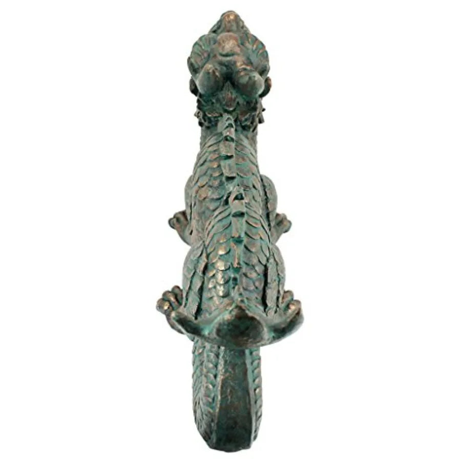 Large 29 Inch Asian Dragon Statue for Great Wall Garden Cast Stone Resin Green Bronze Verdigris Finish Outdoor Decorative Sculp