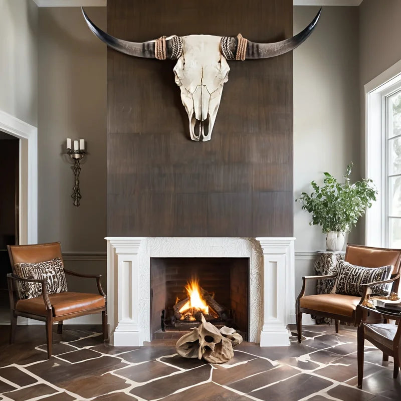 Modern Bull Head Wall Hanging Decoration, Built-in Hanging Design, Realistic  Longhorn Skull