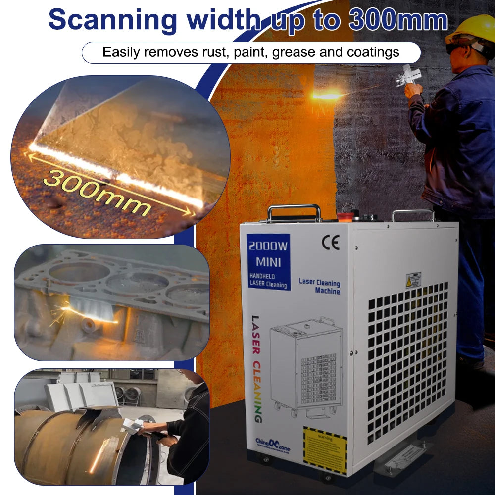 Industrial Rust Removal Laser Cleaning Machine for Fiber, Oil, Paint, and Metal Cleaning