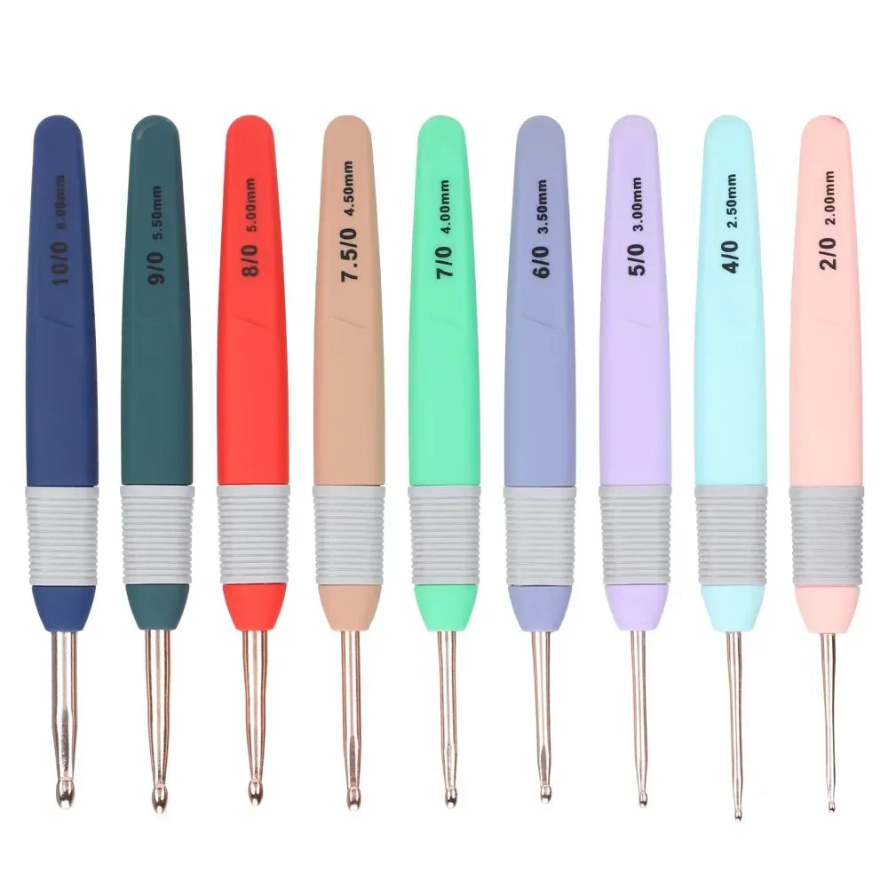 9Pcs Handle Sweater Needles Colorful Soft Handle Packaging Crochet Set
