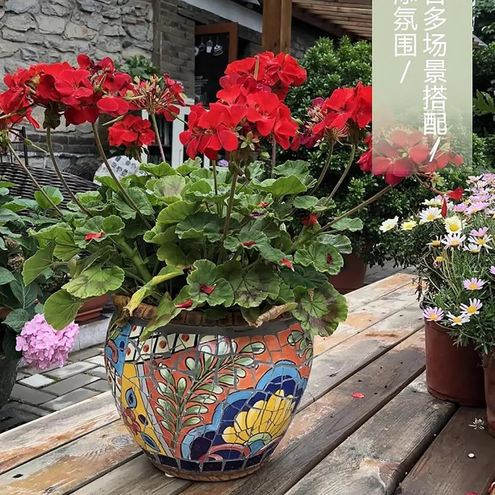 Ceramic Flower Pot, Large Garden Planter, Handmade Multicolored Plant Pot, Indoor Outdoor Plant Pots, Decorative Moroccan Design