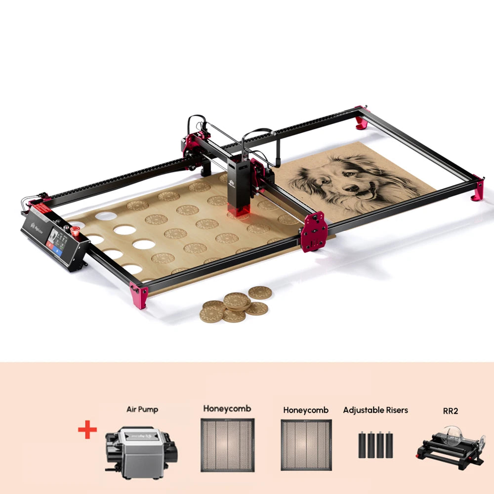 Metal & Wood Laser Cutter Engraver 3.5” Touch Scree Phone & WIFI