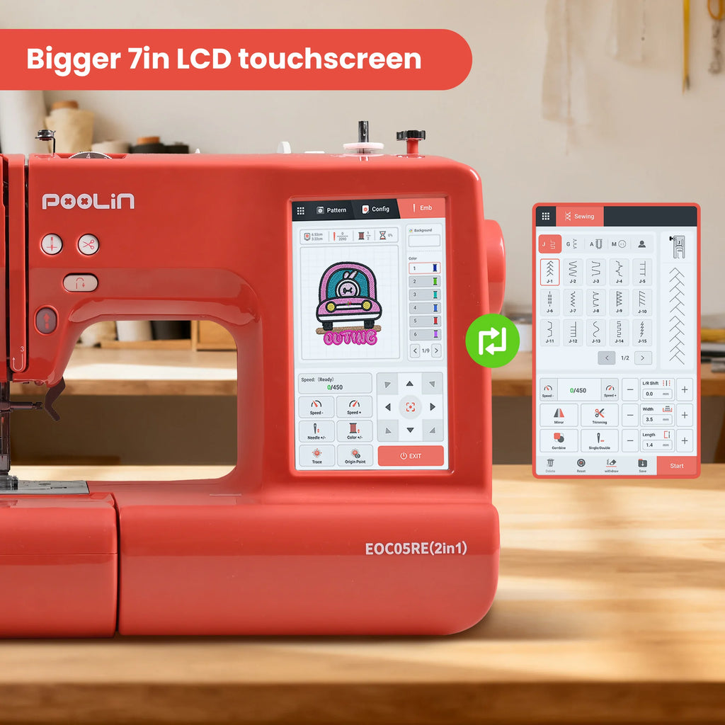 The 2 in 1 Embroidery Sewing Machine is a Computerized Home Machine for Beginners with a Starter Kit