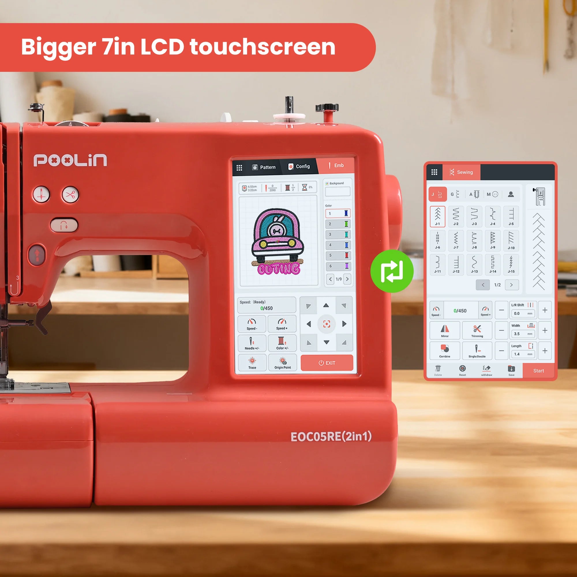 The 2 in 1 Embroidery Sewing Machine is a Computerized Home Machine for Beginners with a Starter Kit