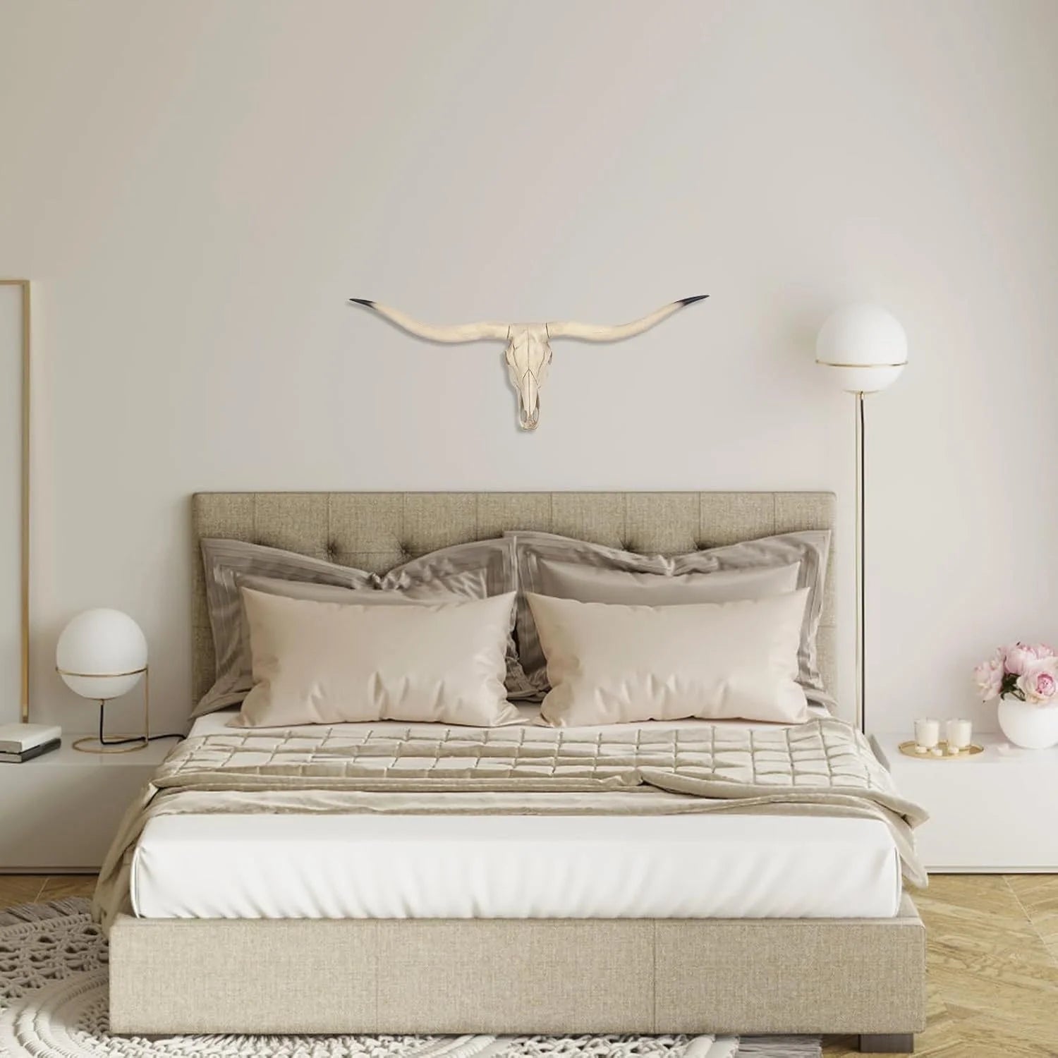 Modern Bull Head Wall Hanging Decoration, Built-in Hanging Design, Realistic  Longhorn Skull