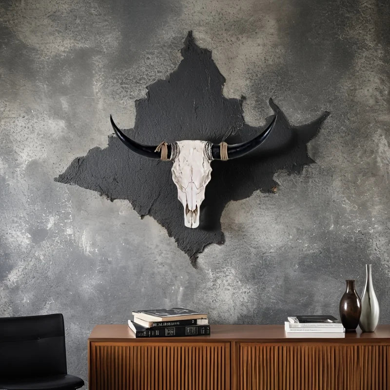 Modern Bull Head Wall Hanging Decoration, Built-in Hanging Design, Realistic  Longhorn Skull
