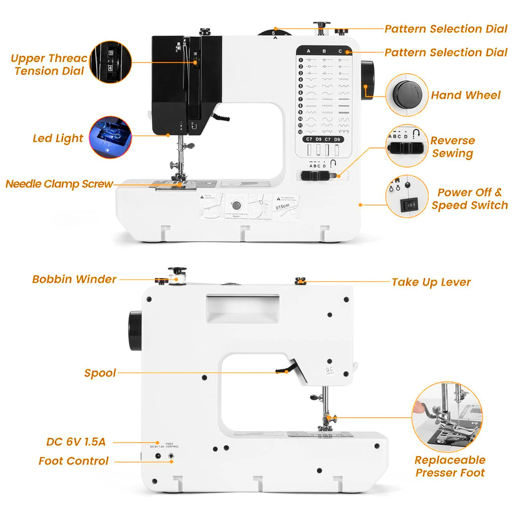 12 Stitch Mini Sewing Machine with Sewing Table and 113PCS Sewing Kit
