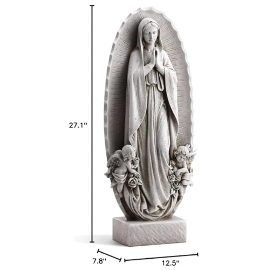 Outdoor Sculpture for Home or Church Our Lady of Guadalupe White with Gold Accents