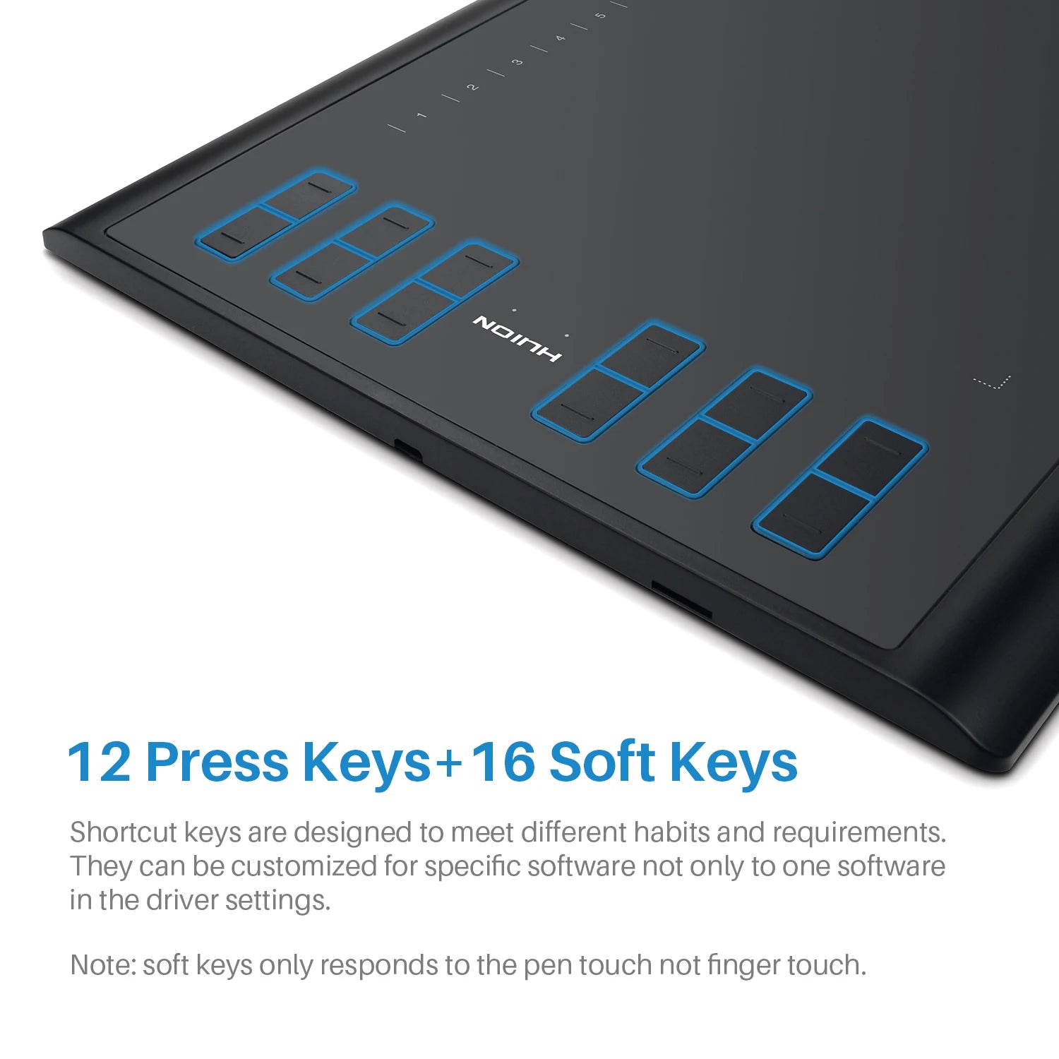 Graphics Drawing Tablet  Battery-Free Stylus and 12 Customized Hot Keys,
