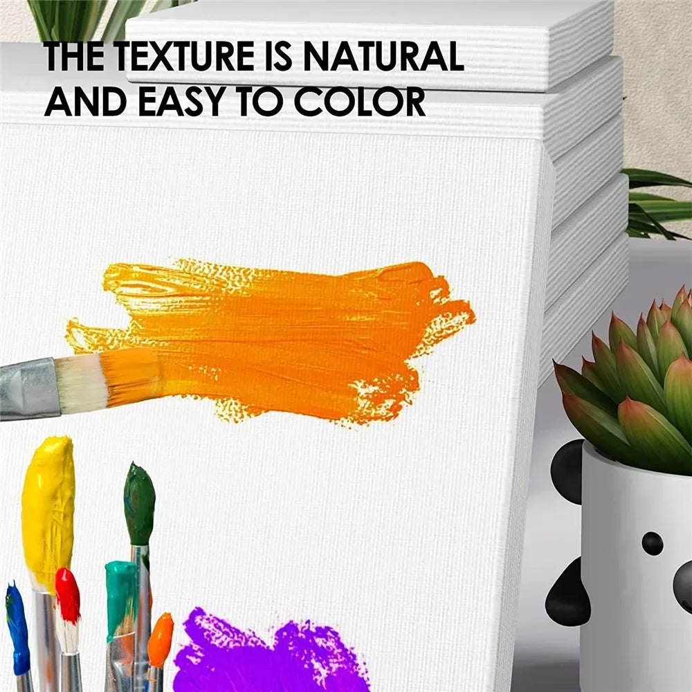 4pcs/pack Professional Stretched 100% Cotton Canvases For Acrylic Pouring Oil Paint Dry & Wet Art Media