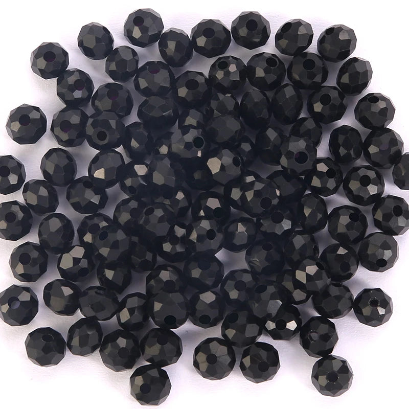 Faceted Glass Round Beads for Jewelry Making