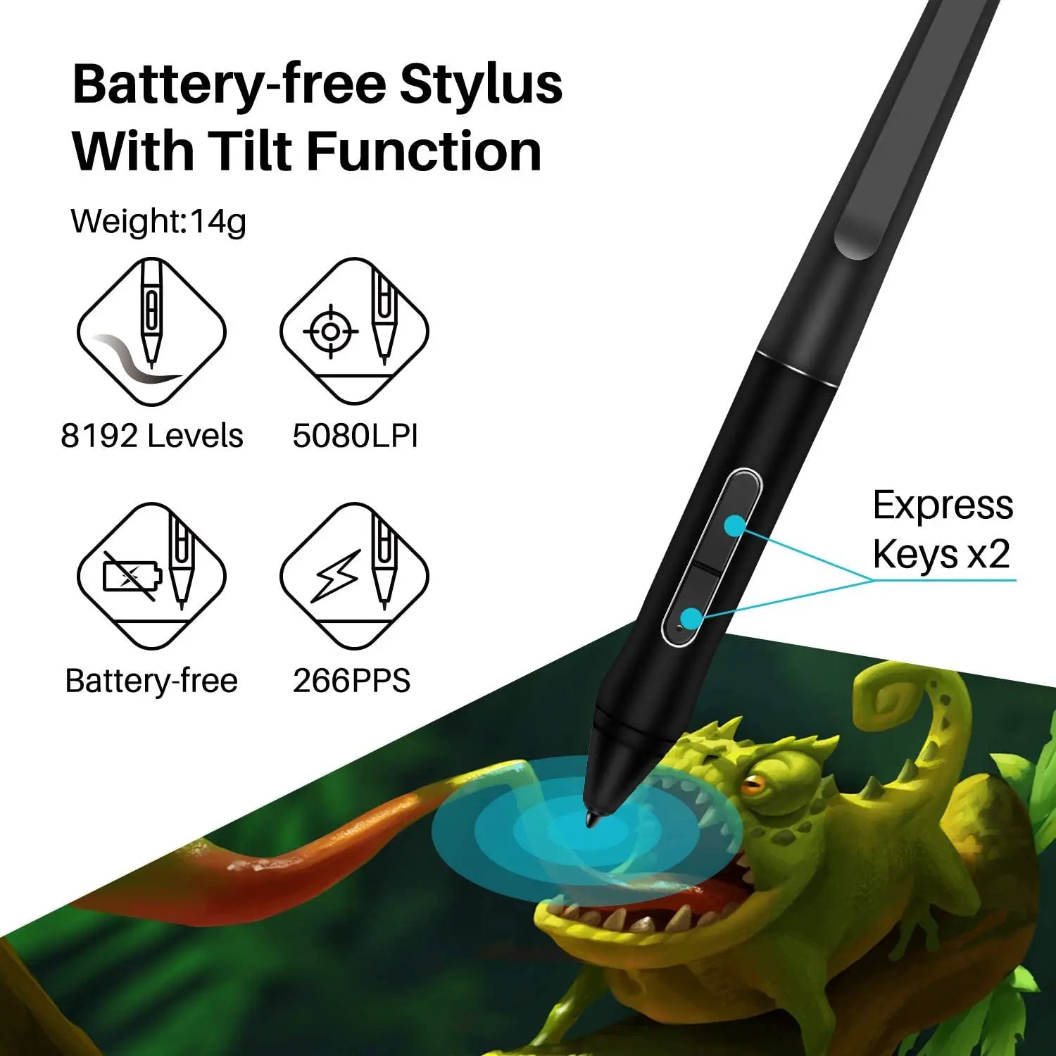 Graphics Tilt Support Tablet Screen  Battery-Free Drawing Pen