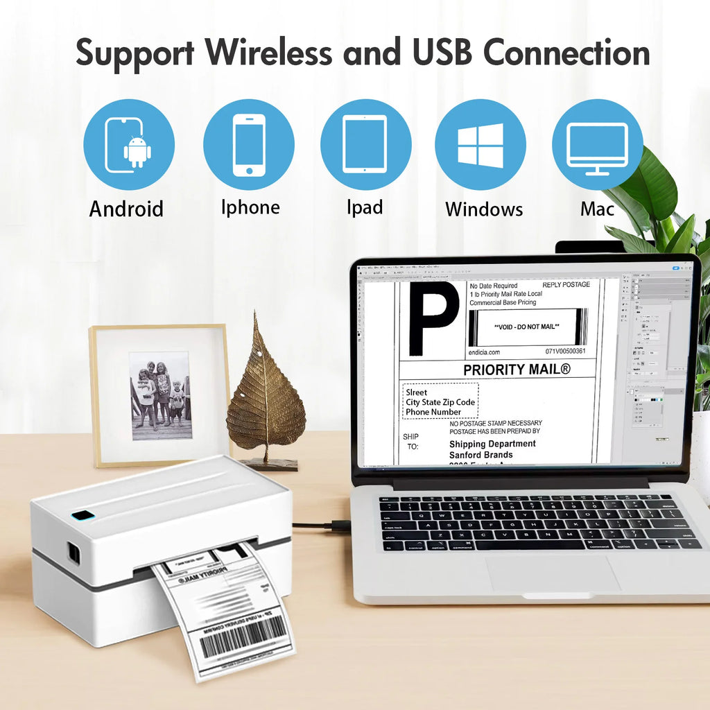 Portable Thermal Label Printer USB Bluetooth