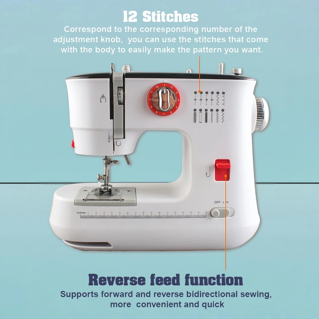 12 Stitches Electric Sewing Machine Mini Double Thread