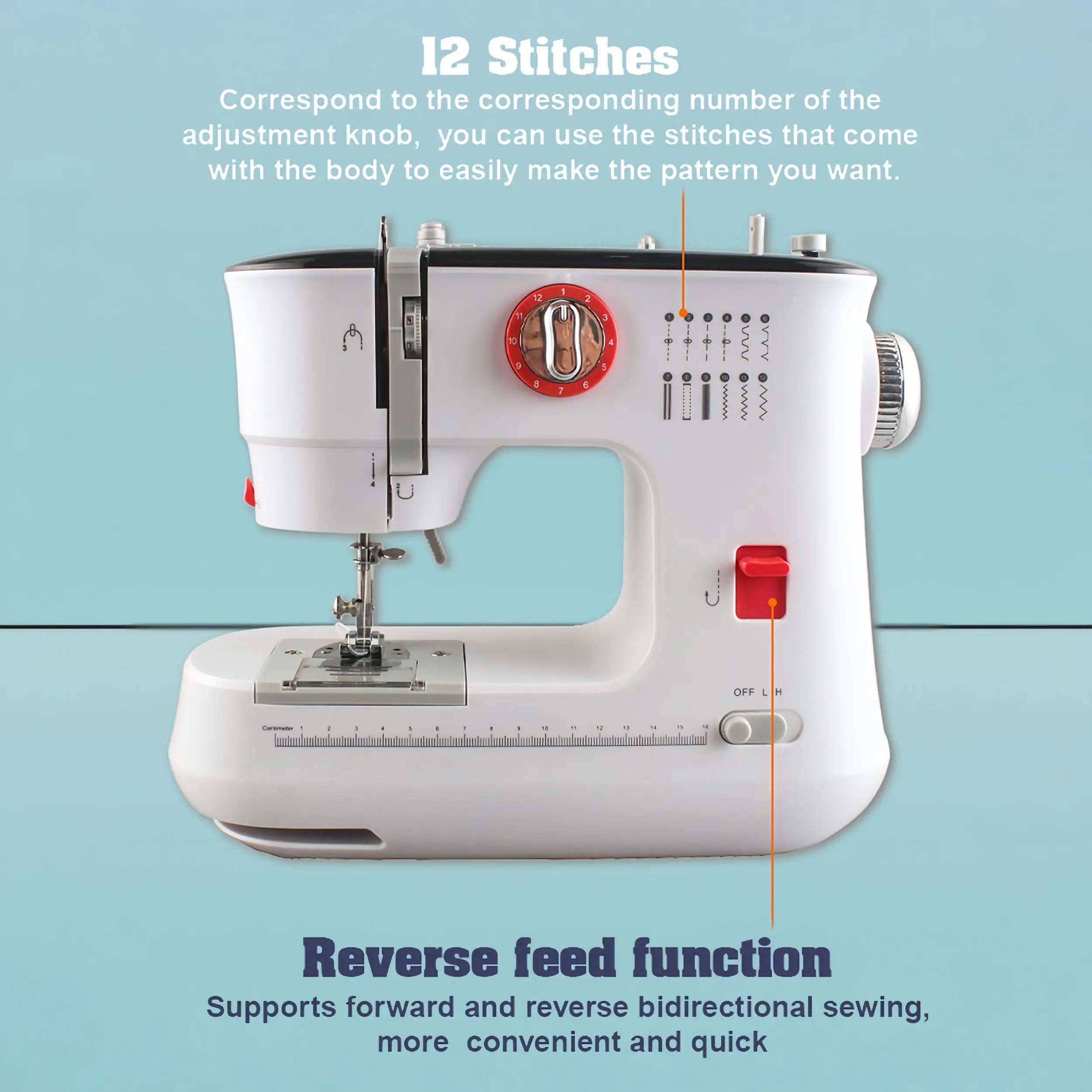 12 Stitches Electric Sewing Machine Mini Double Thread