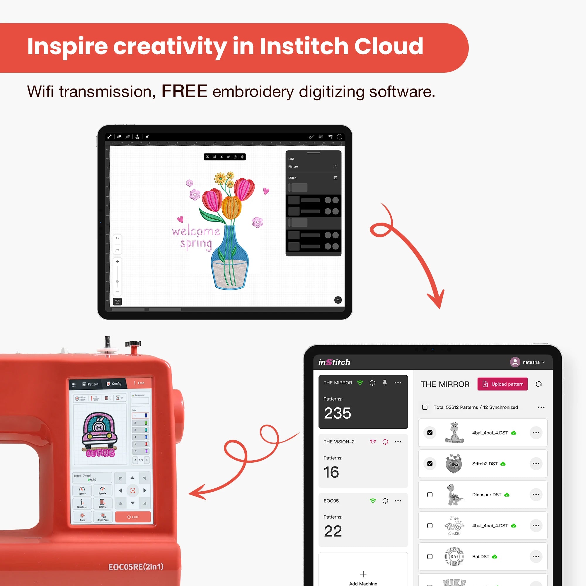 The 2 in 1 Embroidery Sewing Machine is a Computerized Home Machine for Beginners with a Starter Kit