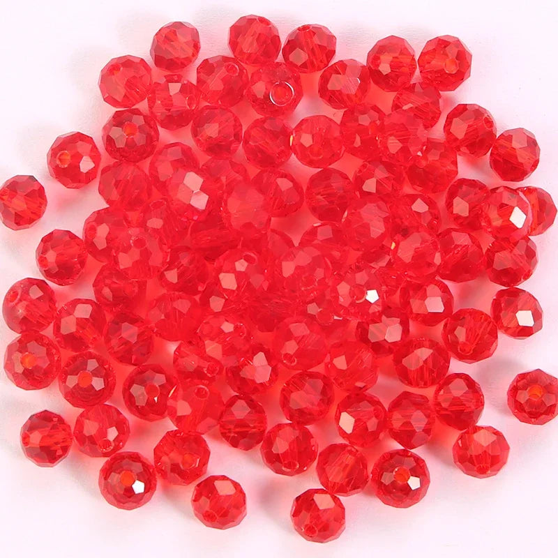 Faceted Glass Round Beads for Jewelry Making